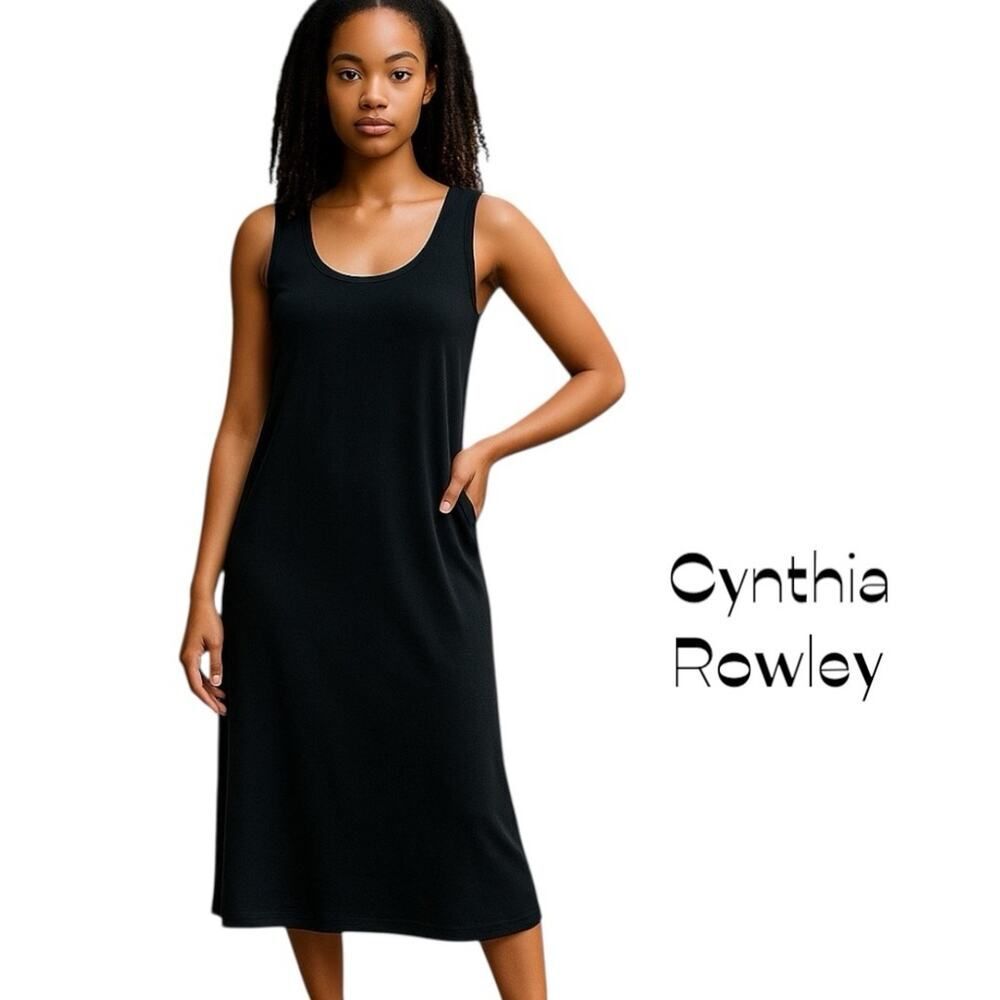 Cynthia Rowley Black Sleeveless Midi Dress NWOT Size M